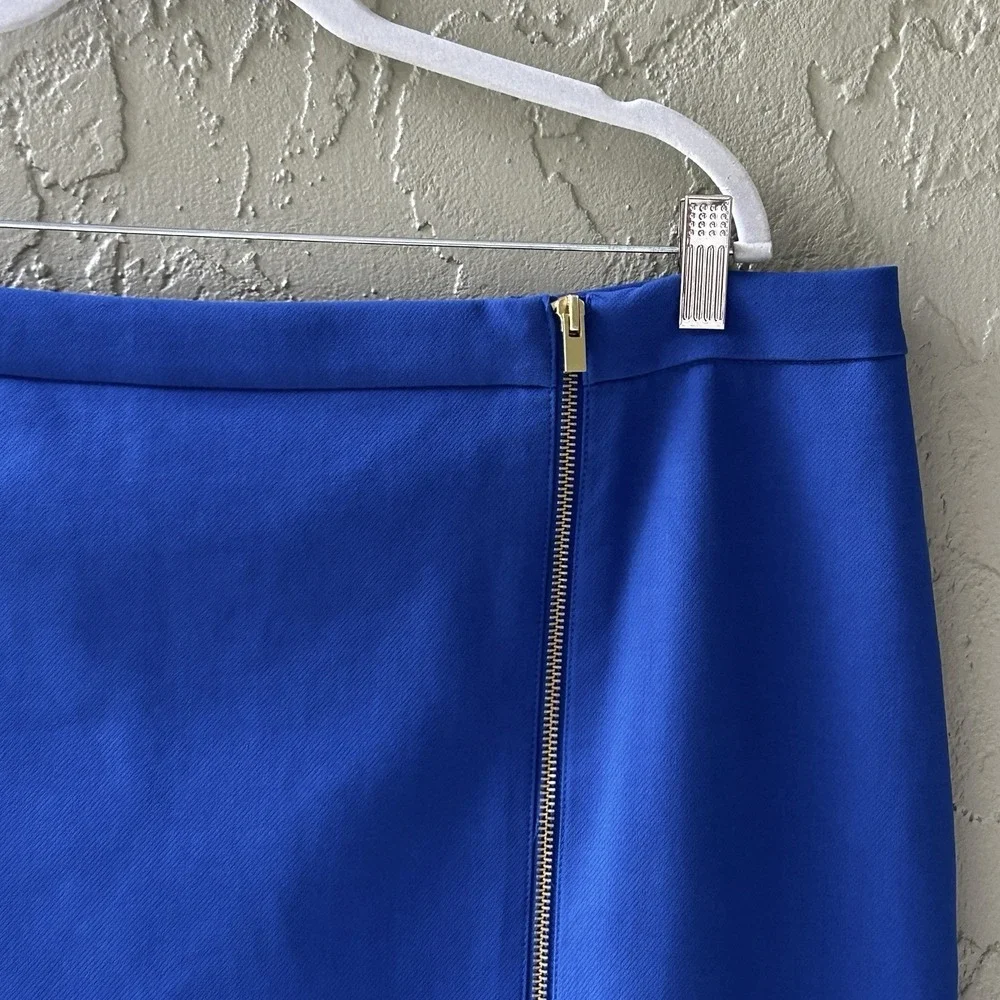Talbots Women Size 20 Blue Gold Zipper Closure Straight Pencil Cotton Skirt NWT